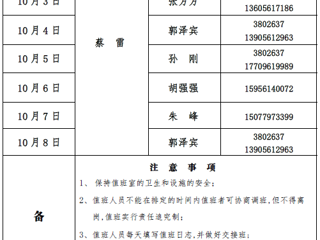 best365官方网站（滨湖校区）后勤服务与管理处2017年中秋、国庆假期值班表
