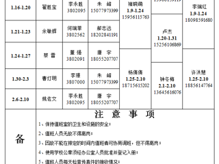 best365官方网站（相山校区）学校办公室 2023年寒假值班表